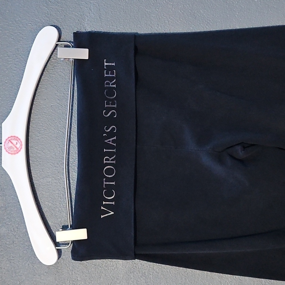 Victoria's Secret Black w/ Foil Color Writing Foldover Leggings/Yoga Pants.